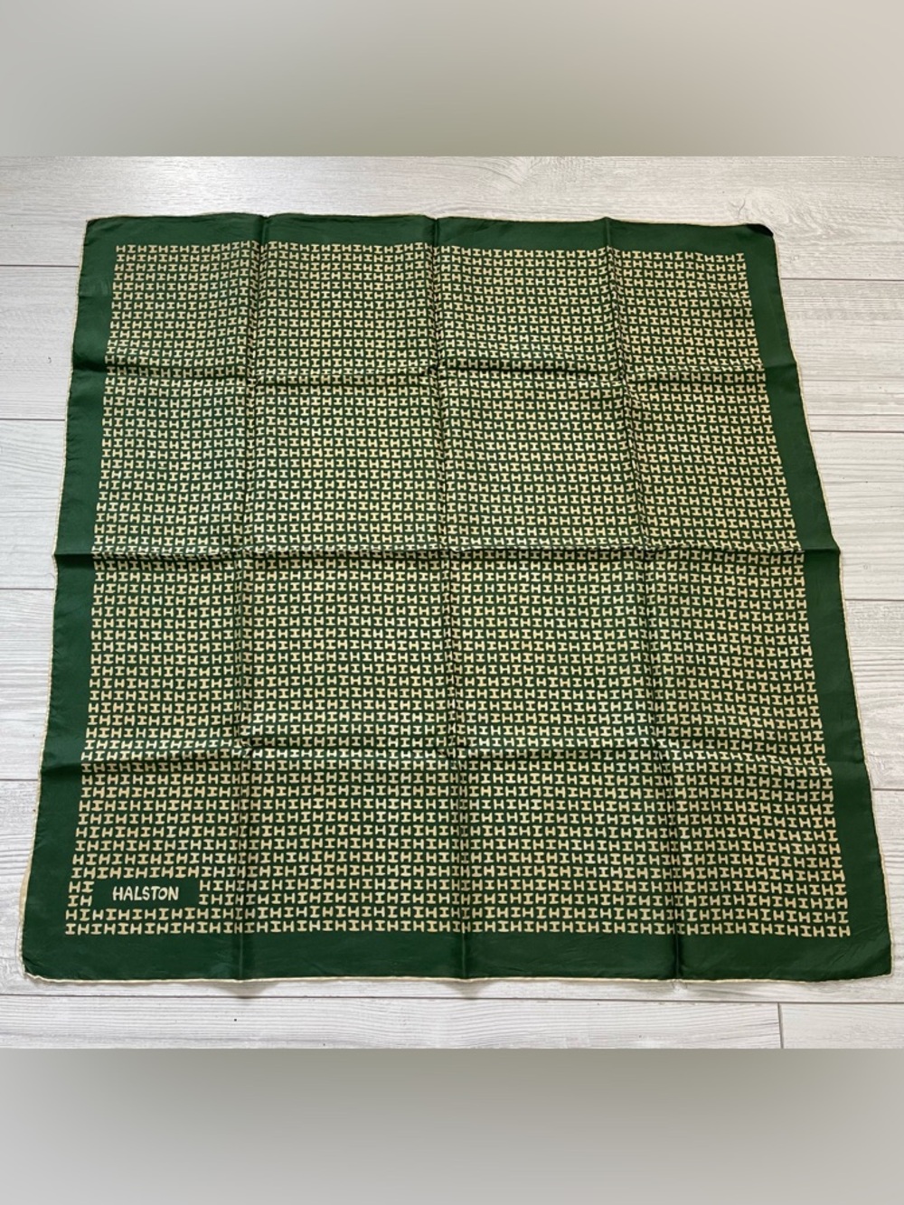 Vintage Halston Silk Scarf Hand Rolled Edges Made in France 25” x 25”in